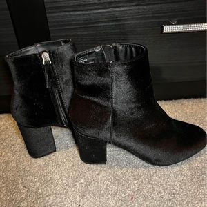 Cute black velvet booties